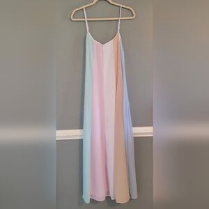 Lulu's Pastel Multi-Stripe Maxi Slip Dress - Mint, Pink, Peach, Blue
